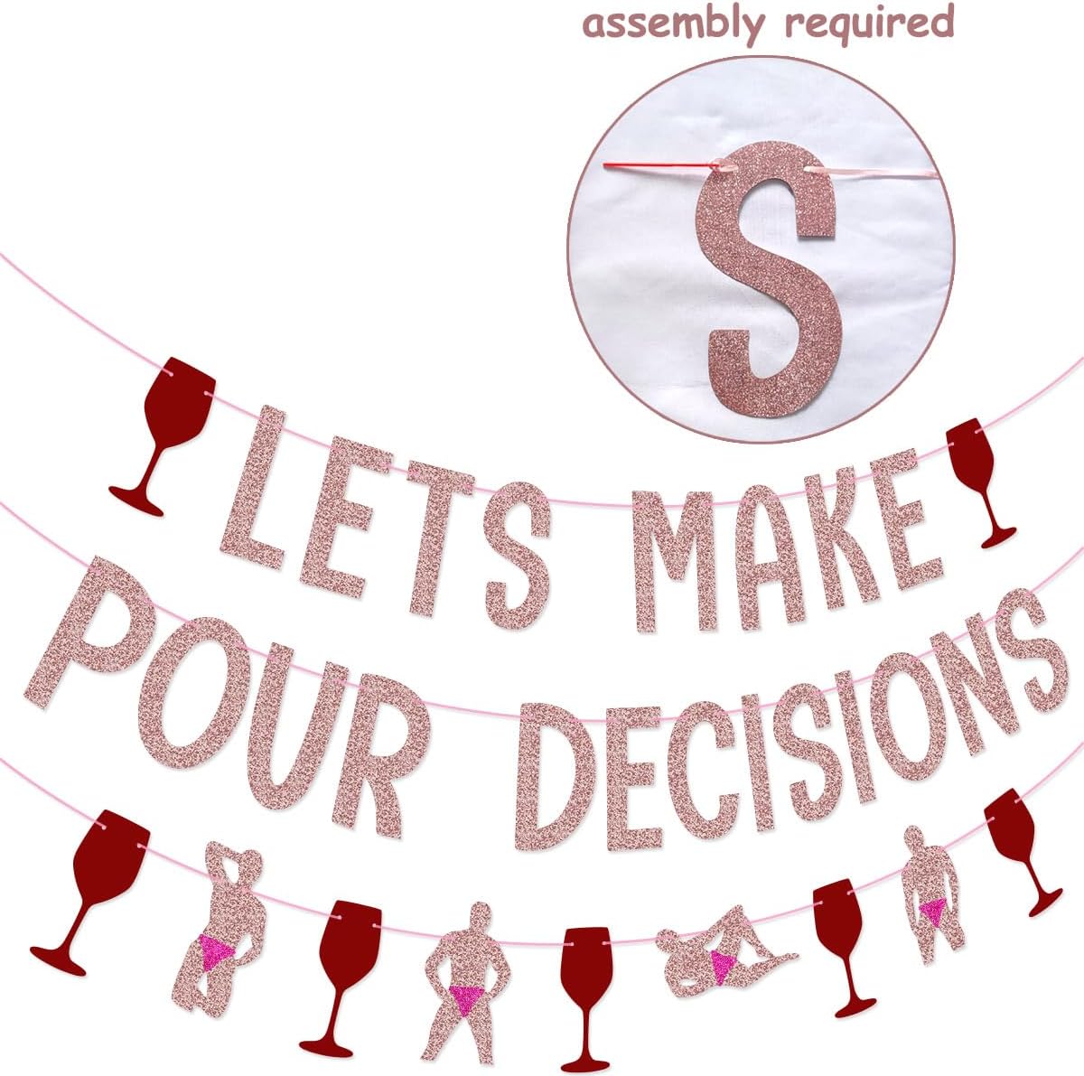 Let's Make Pour Decisions Banner for Wine Bachelorette Party Decorations