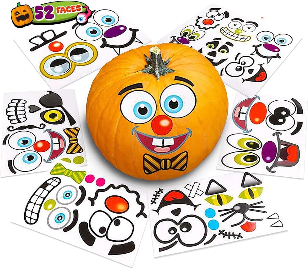 Halloween Pumpkin Decorating Stickers - 24 Large Sheets