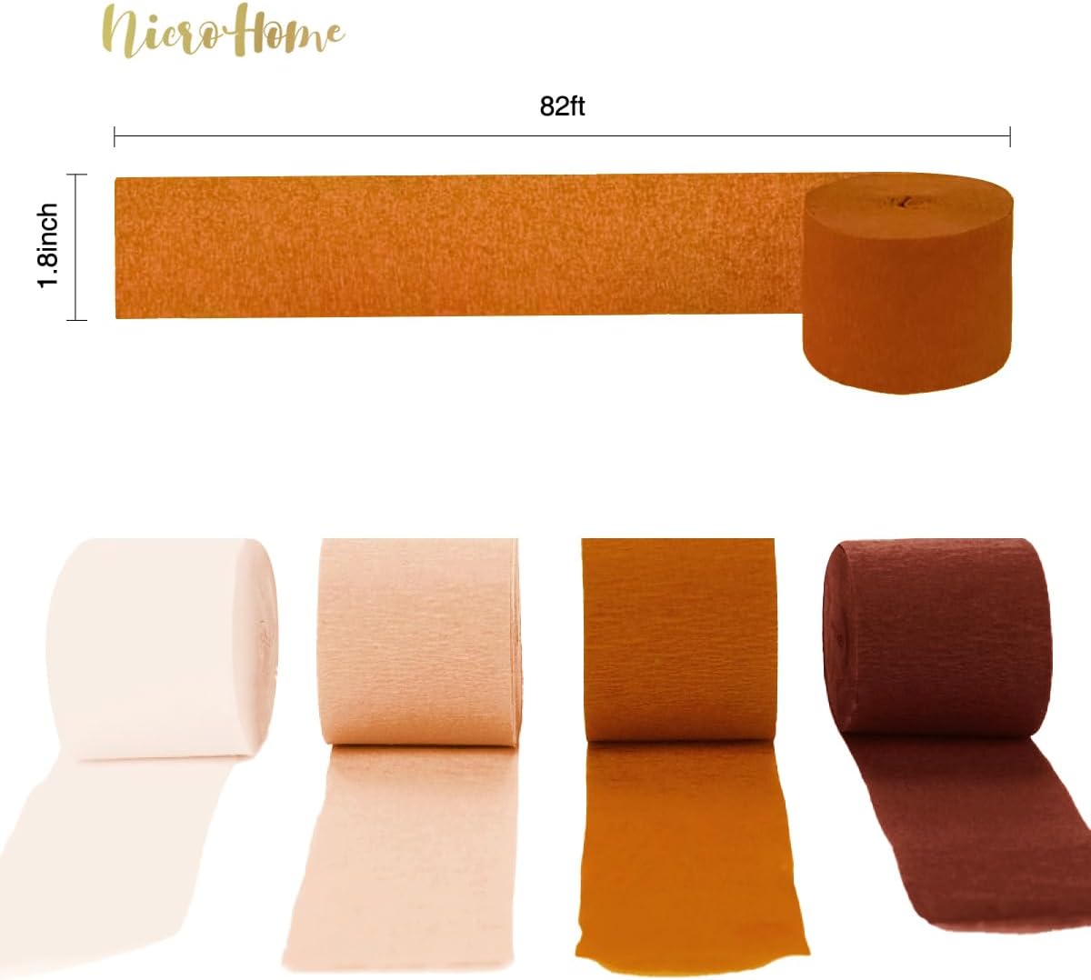 Wedding Decorations, 8 Rolls Rust Orange Brown Crepe Paper Streamers-82 Ft Long