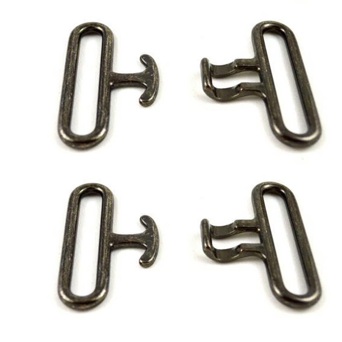 2&#x22; Gunmetal Heavy Duty Two Piece Hook and Eye Belt Buckle Durable Metal Closure