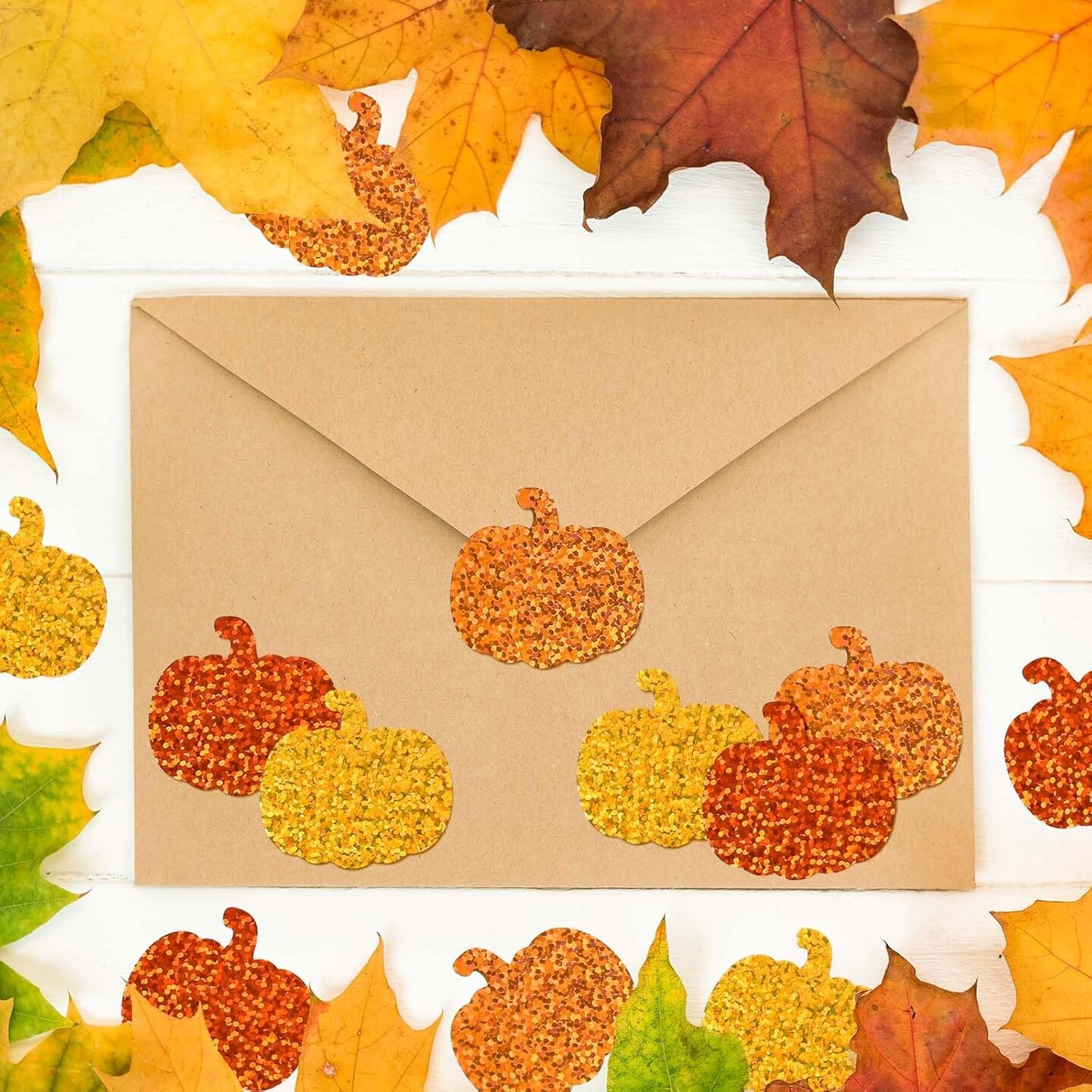 Pumpkin Stickers Roll Glitter Pumpkin (Multiple) 2.4 x 2.4 x 1.6 inches