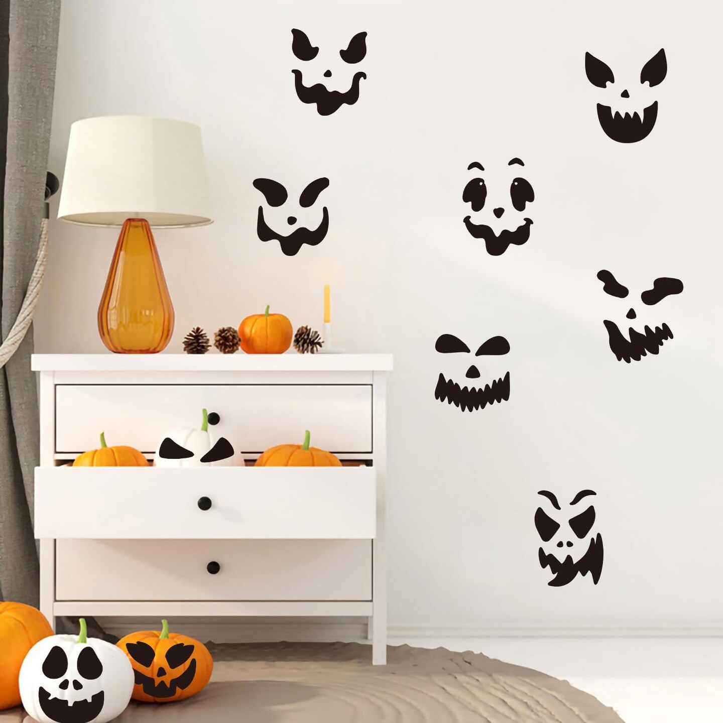 35 Pack Pumpkin Decorating Stickers (Black) 14 x 11 x 0.39 inches