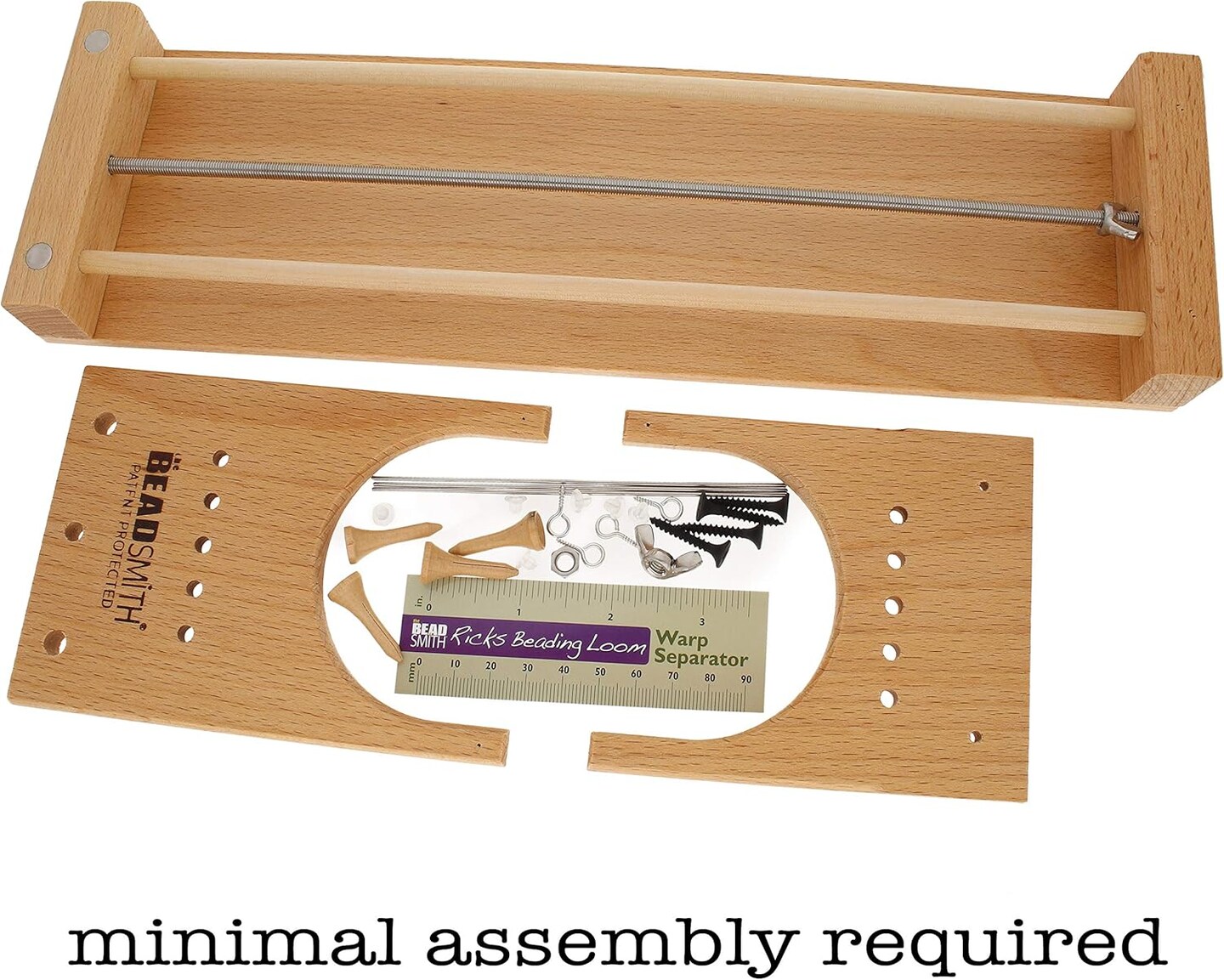The Beadsmith Rick&#x27;s Beading Loom, Two-Warp Loom, 13.5 x 3.75 x 4.5 inches, Wooden, Illustrated Instructions Included, Easy Assembly, Use to Create Necklace and Bracelet Designs