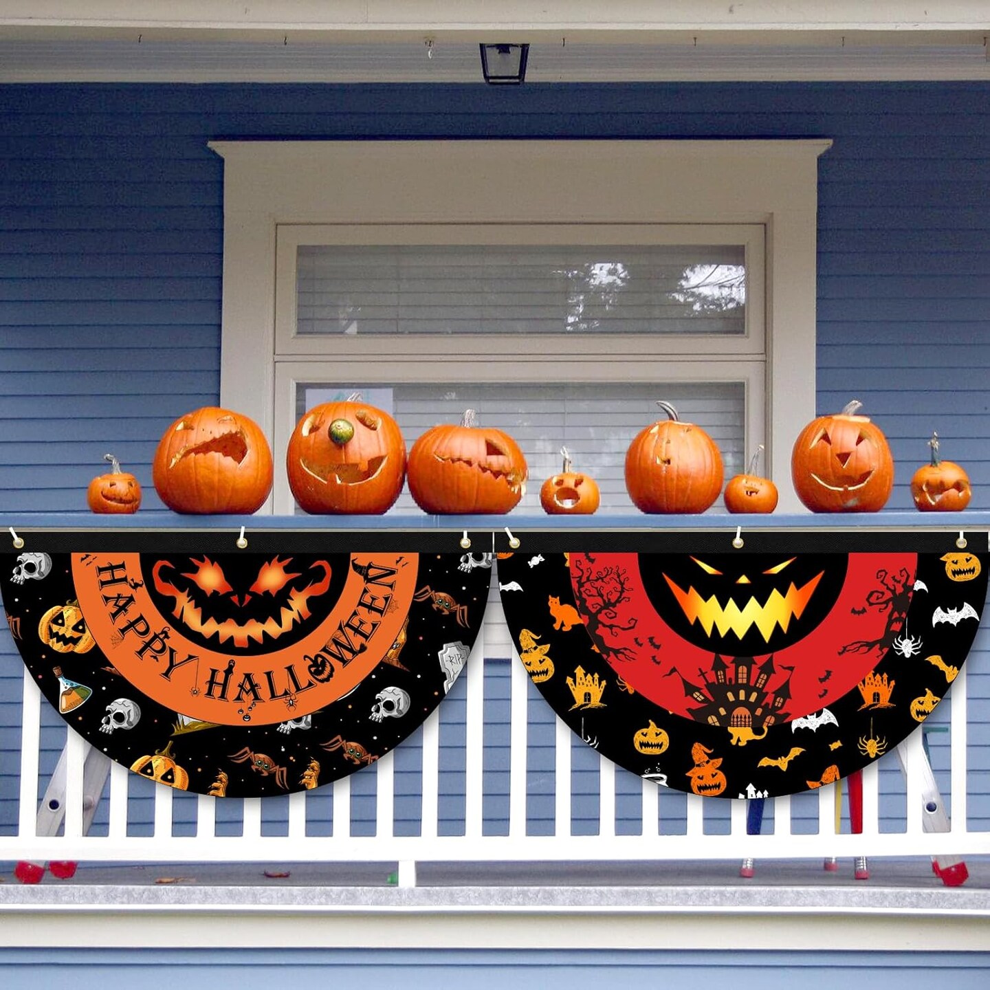 2 Pcs Halloween Bunting Flags - 1.5x3 Ft
