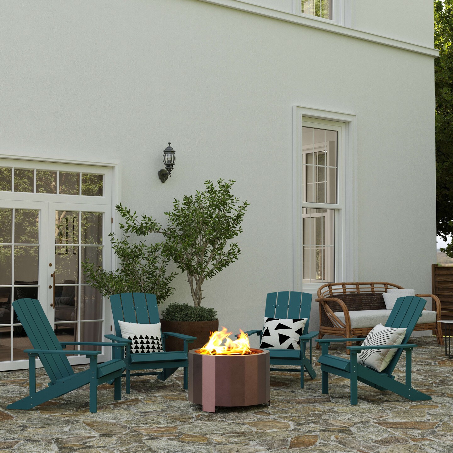 Merrick Lane Aries Portable Steel Smokeless Wood Burning Outdoor Firepit with Waterproof Cover