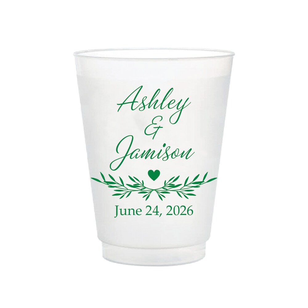 Script Names with Greenery 16oz Frosted Flex Cups for Wedding, Anniversary,  Engagement Party Favors | MakerPlace by Michaels