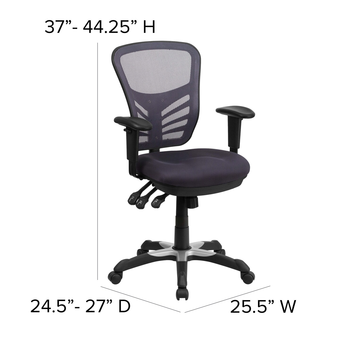 Emma and Oliver Mid-Back Mesh Triple Paddle Swivel Ergonomic Office Chair with Adjustable Arms