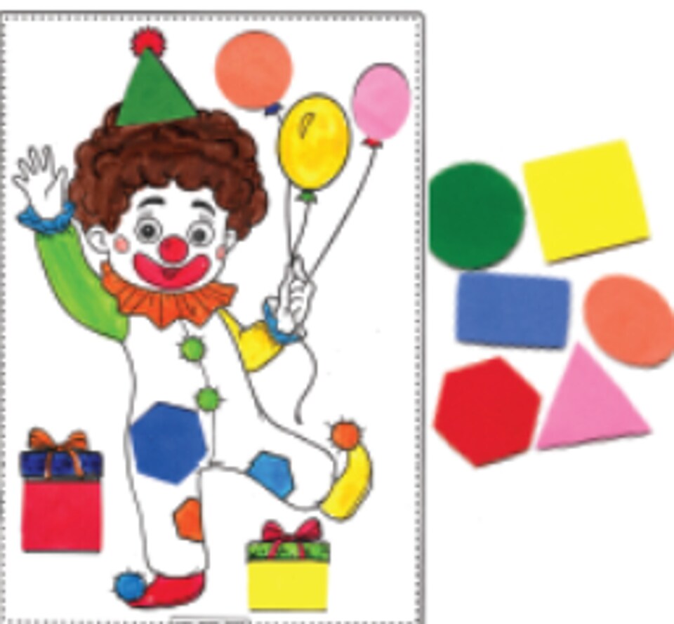 Clown with Geometric Foam Shapes Craft Kit – 20 Piece Kids Classroom Activity Set
