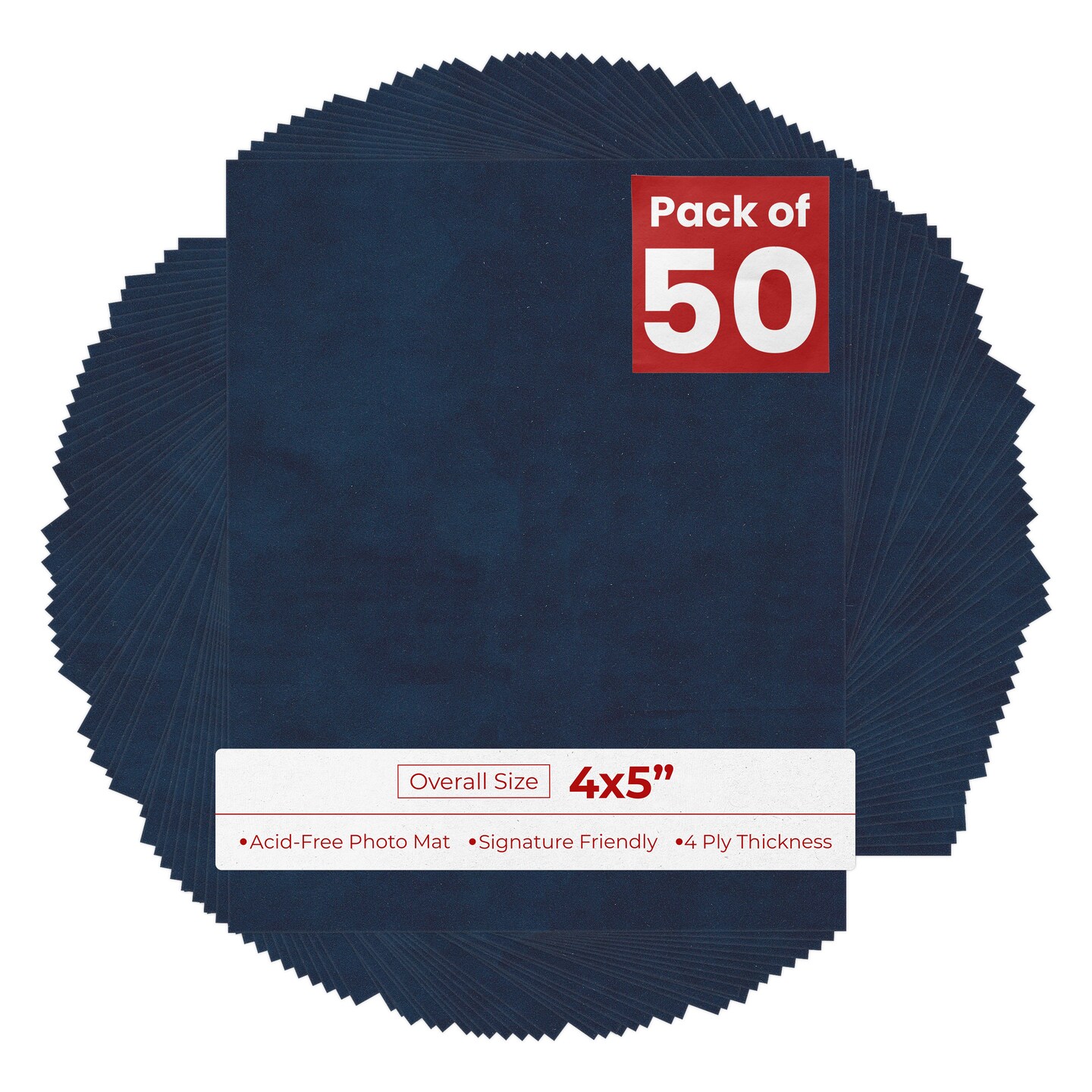 Navy Suede 4x5 Inch Uncut Mat Board - Blank Sheets, No Opening