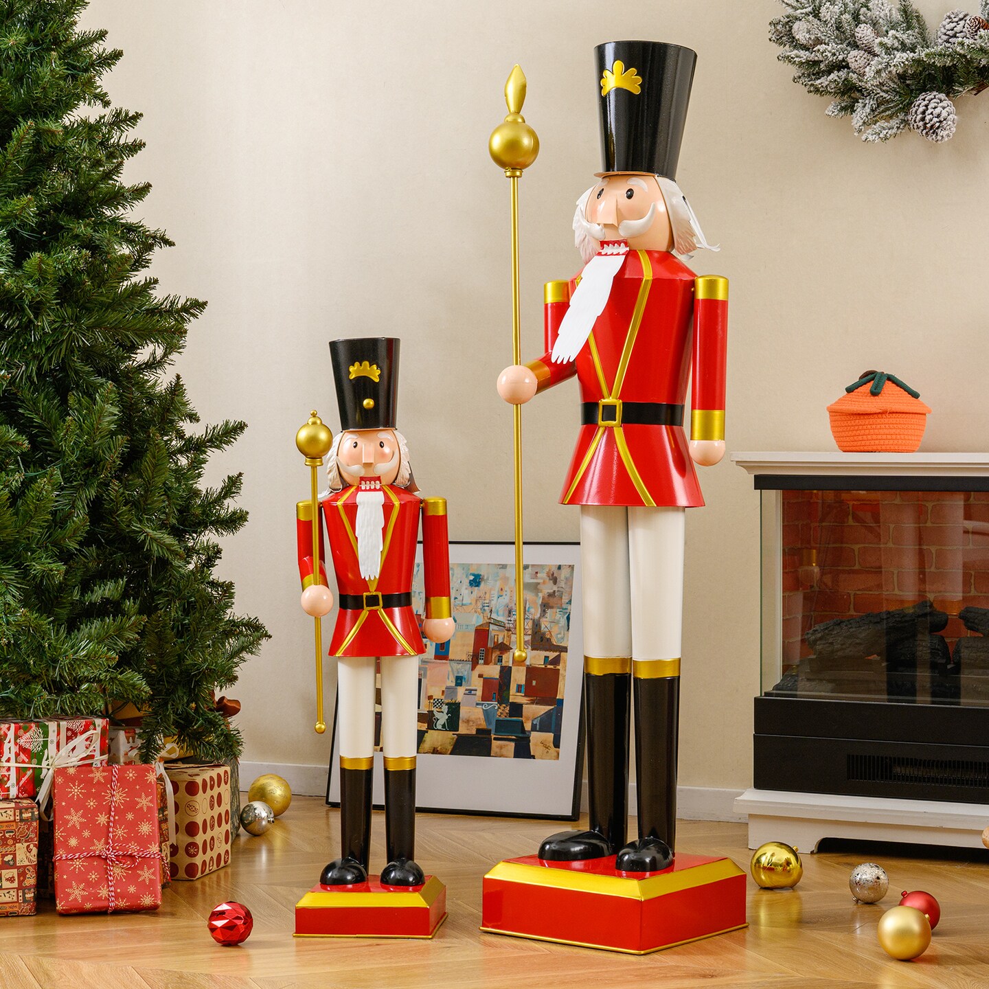 Christmas Nutcracker Decor Metal Hidden Storage Square Base