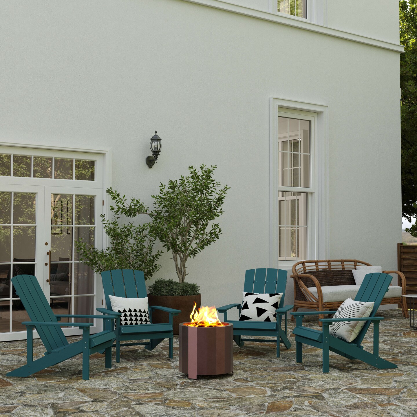 Merrick Lane Aries Portable Steel Smokeless Wood Burning Outdoor Firepit with Waterproof Cover