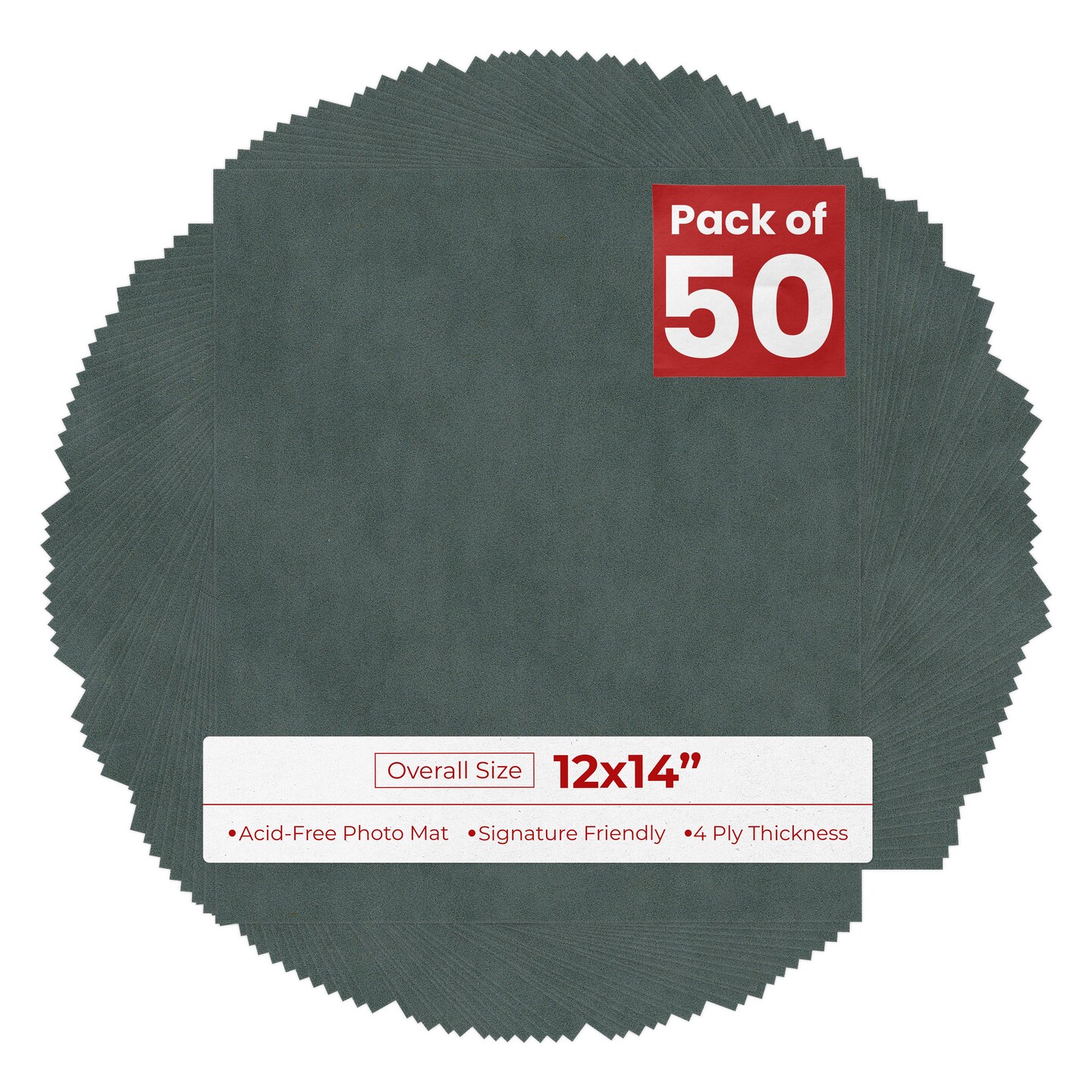 Dark Grey Suede 12x14 Uncut Mat Board - Blank Sheets, No Opening