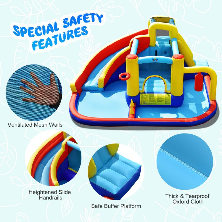 Kids 7-in-1 Inflatable Water Slide Bounce House with Climbing Wall and Splash Pool