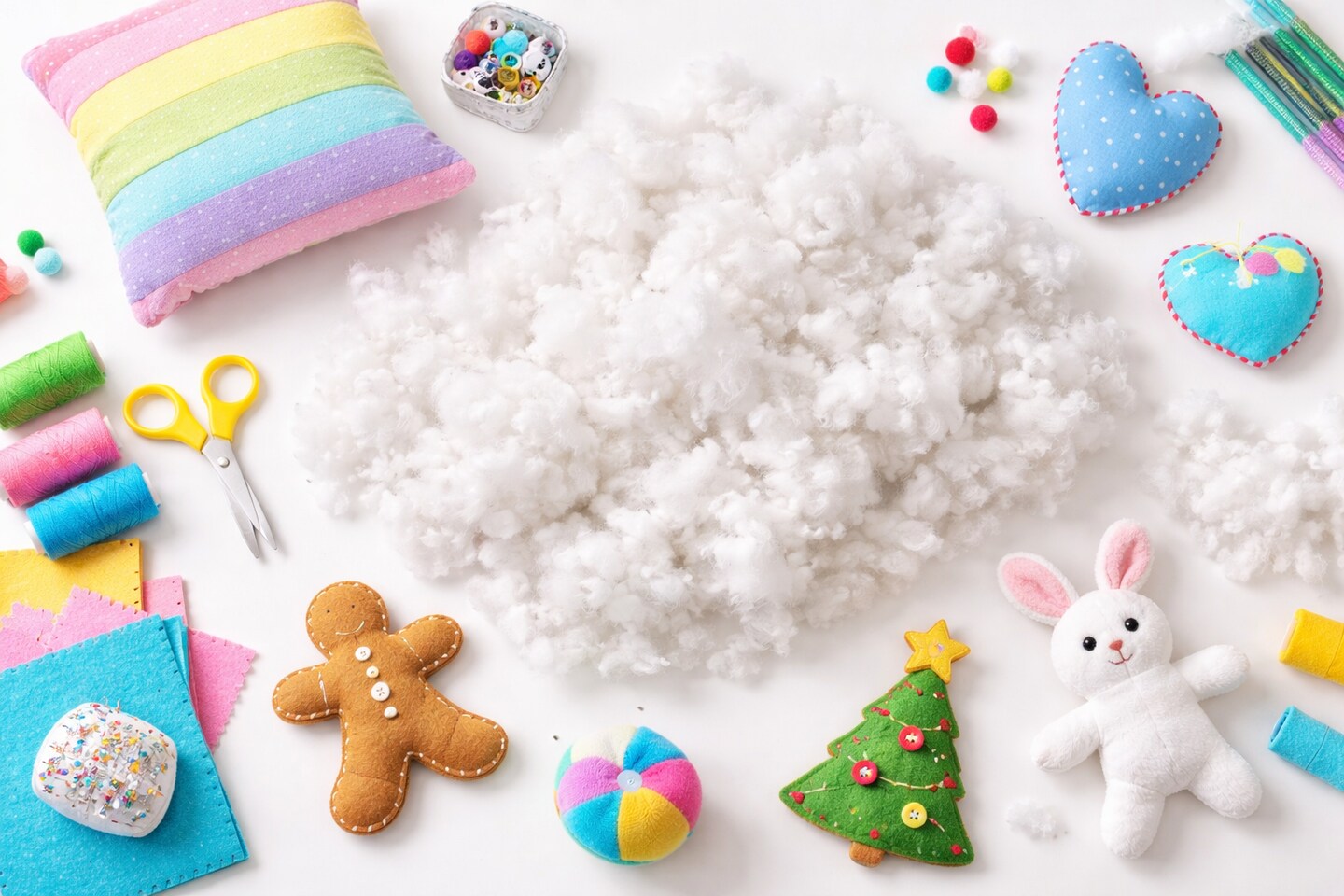 Fluff Fill Polyester Stuffing – 16 oz Premium Fiberfill for Crafts, Pillows & Plush Projects