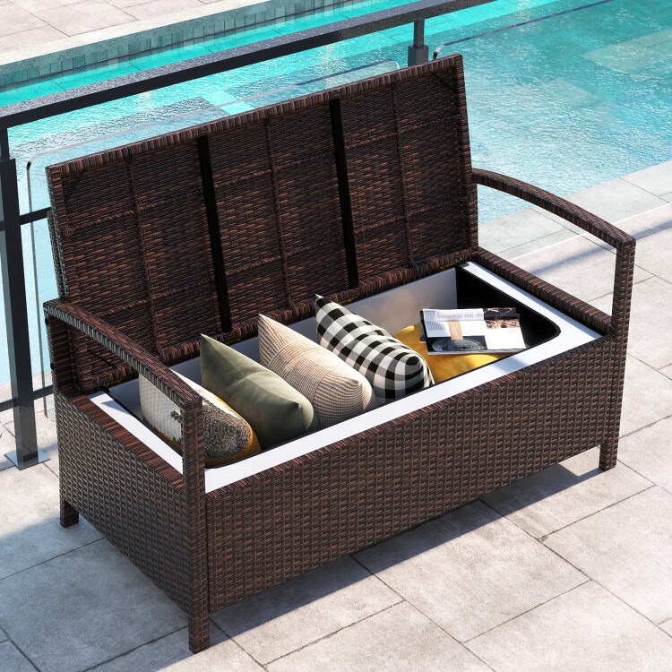 Outdoor Storage Bench for Patio or Deck 2-Seater with 42-Gallon Capacity