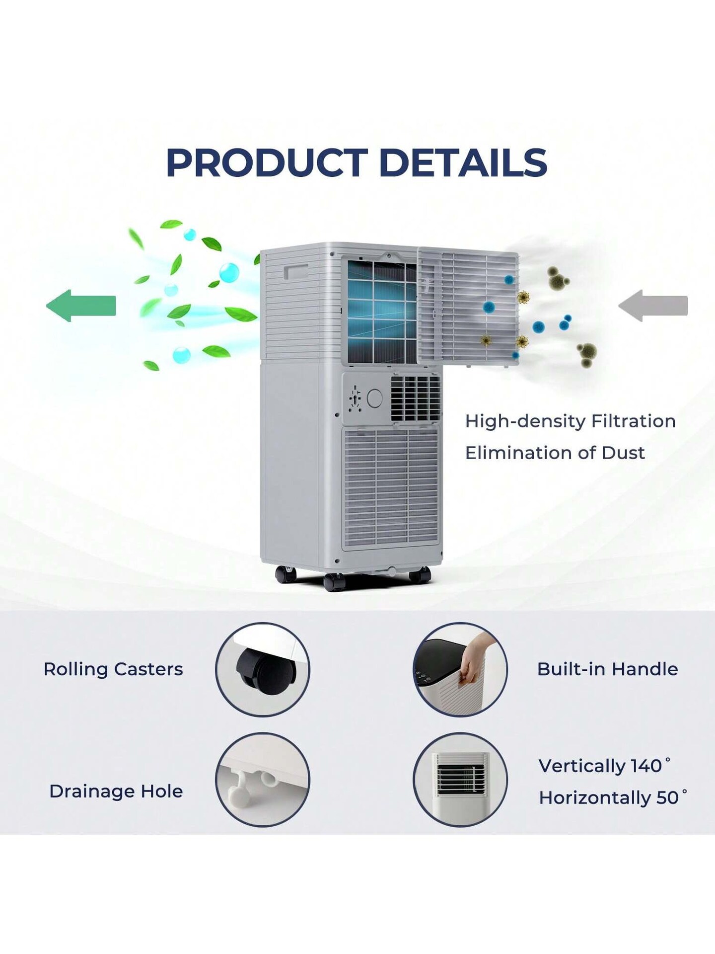 Portable 10000 BTU Air Cooler Fan Dehumidifier 3-in-1 Remote Control