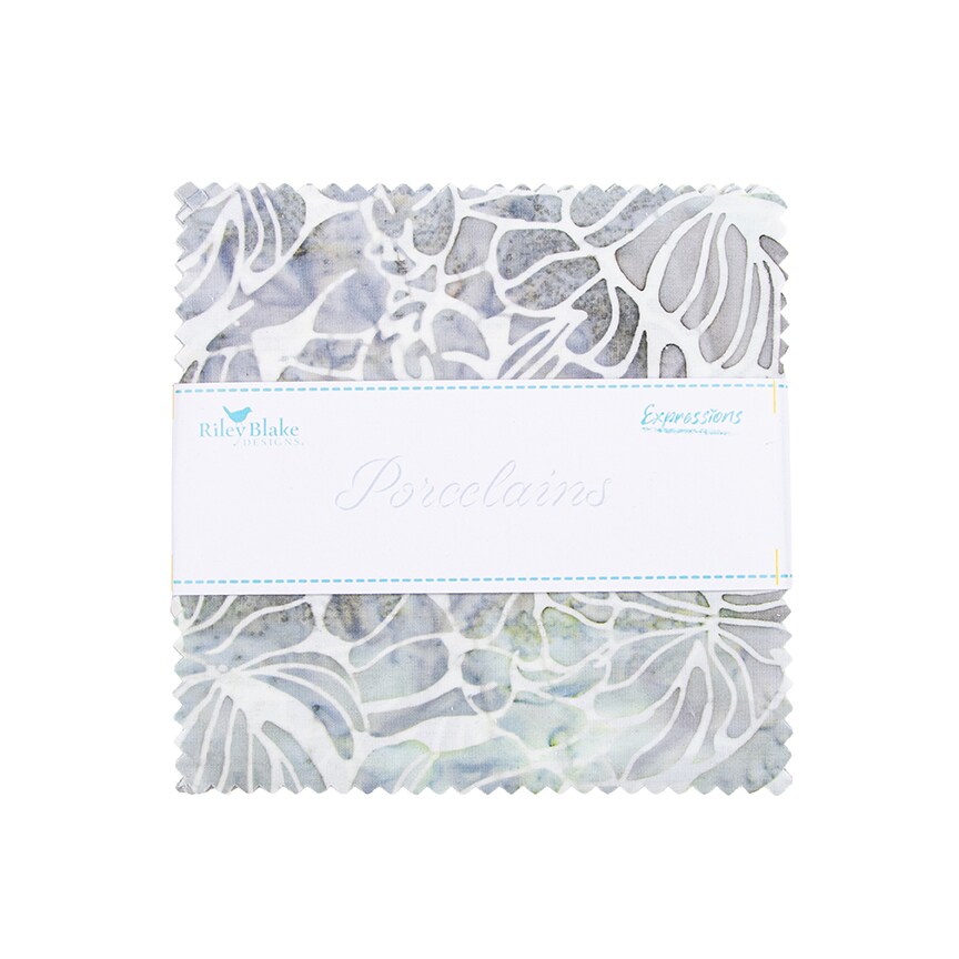 Expressions Batiks 5" Square Pack (Charm Pack / 5" Stacker) in Porcelains by Riley Blake Designs for Riley Blake (5-23454-42)