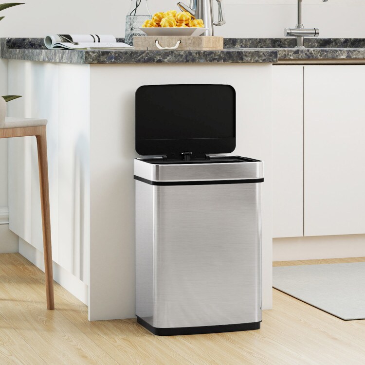 Motion Sensor Trash Can 16 Gallon Dual Zone Large Capacity Kitchen Office