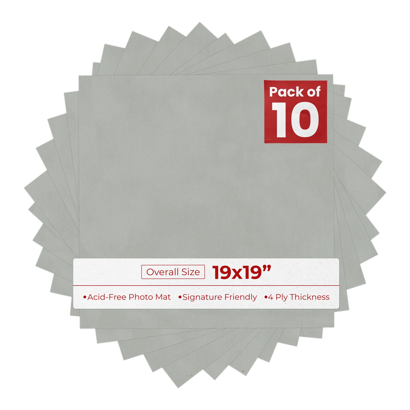 Light Grey Suede 19x19 Uncut Mat Board - Blank Sheets, No Opening
