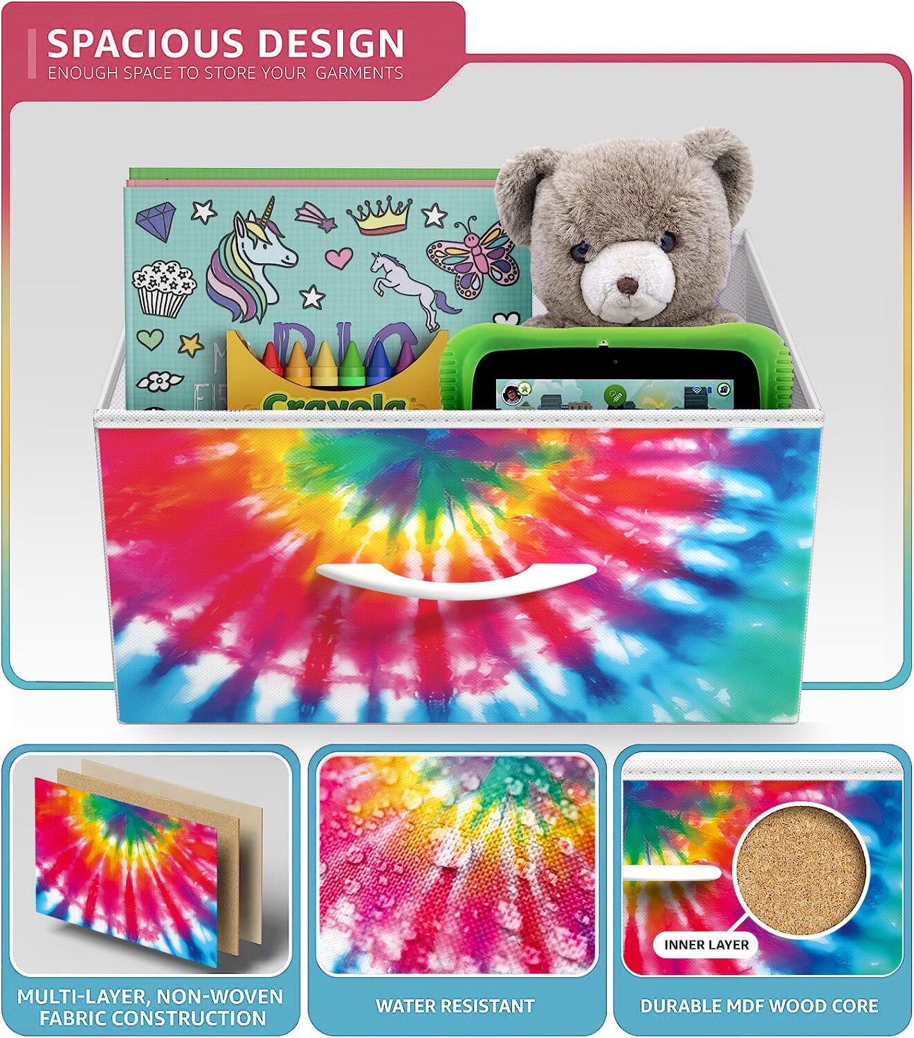 Sorbus Nightstand with 2 Drawers - Steel Frame, Wood Top & Easy Pull Fabric Bins - Great for Home, Bedroom, Office & College Dorm