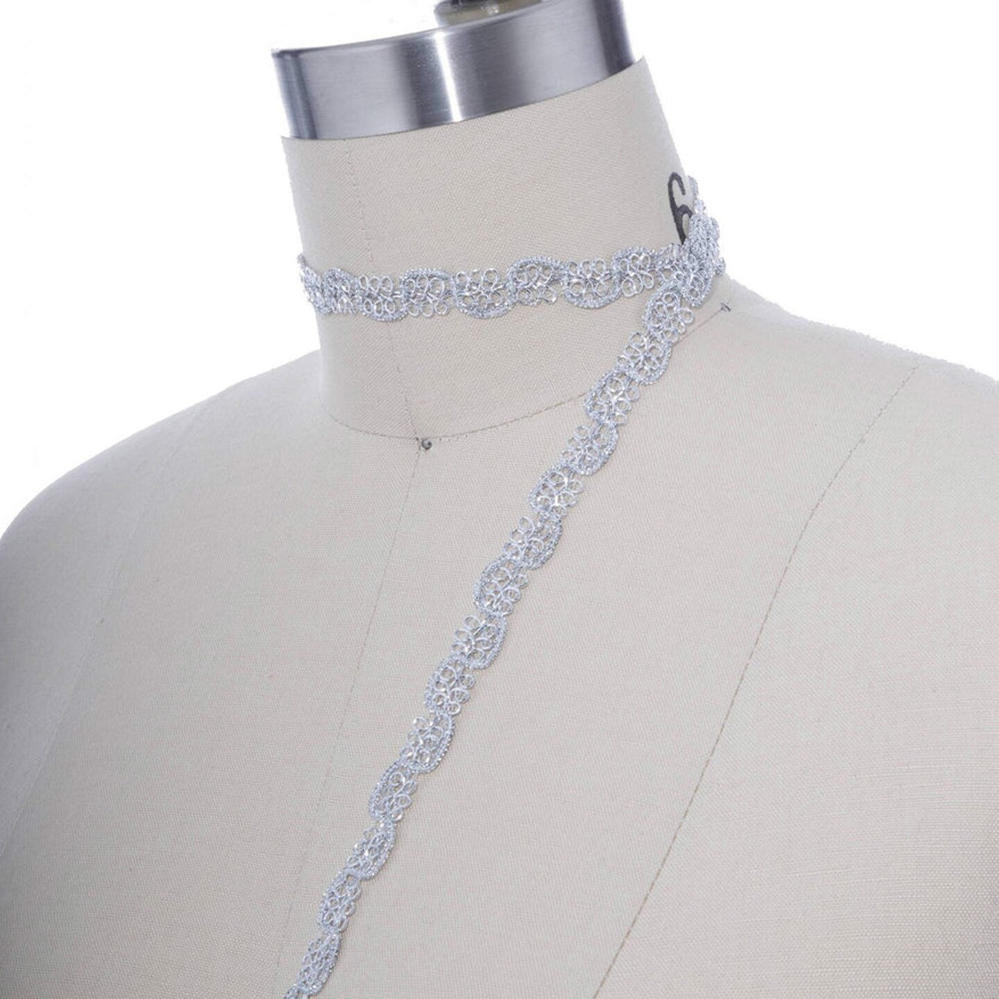 1 Yard Half Inch Metallic Silver Swirl Braided French Gimp Trim Upholstery Costume Craft Border