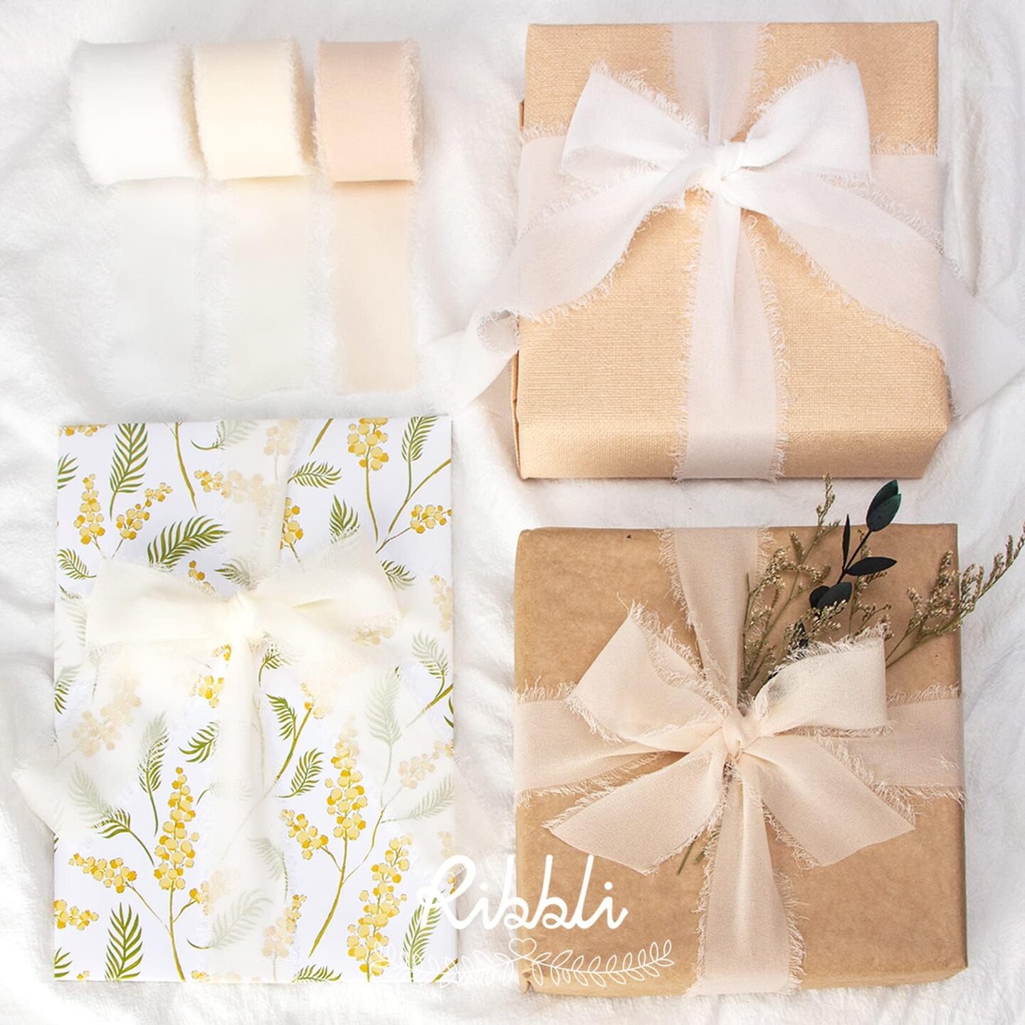 White Chiffon Ribbon 1-1/2 inch x 20 Yard Handmade