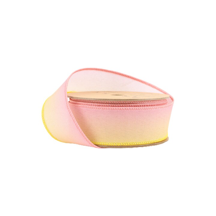 LaRibbons 1 1/2" Wired Ribbon | Yellow/Pink Ombre| 10 Yard Roll