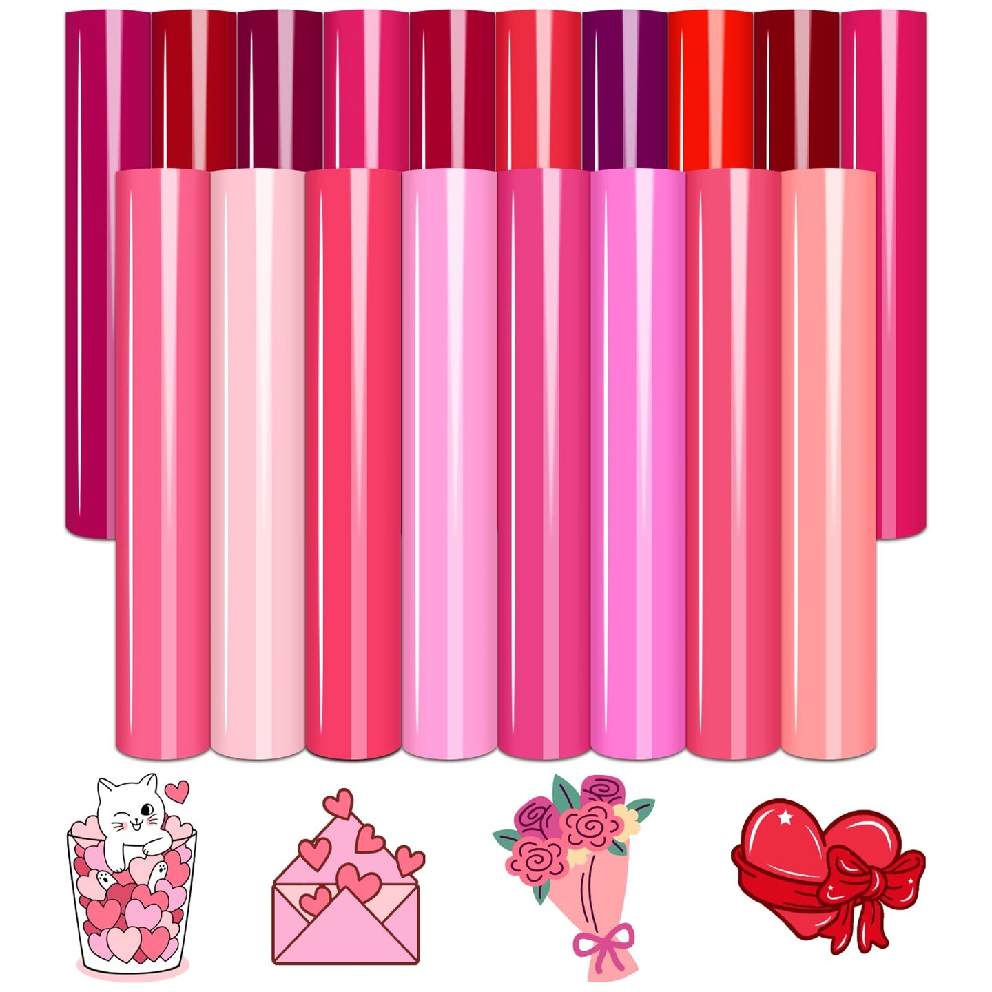 Pink HTV Heat Transfer Vinyl - 18 Sheets 12 x 10inches Light Pink HTV Iron on Vinyl for T-Shirts Compatible with Cricut or Silhouette Cameo