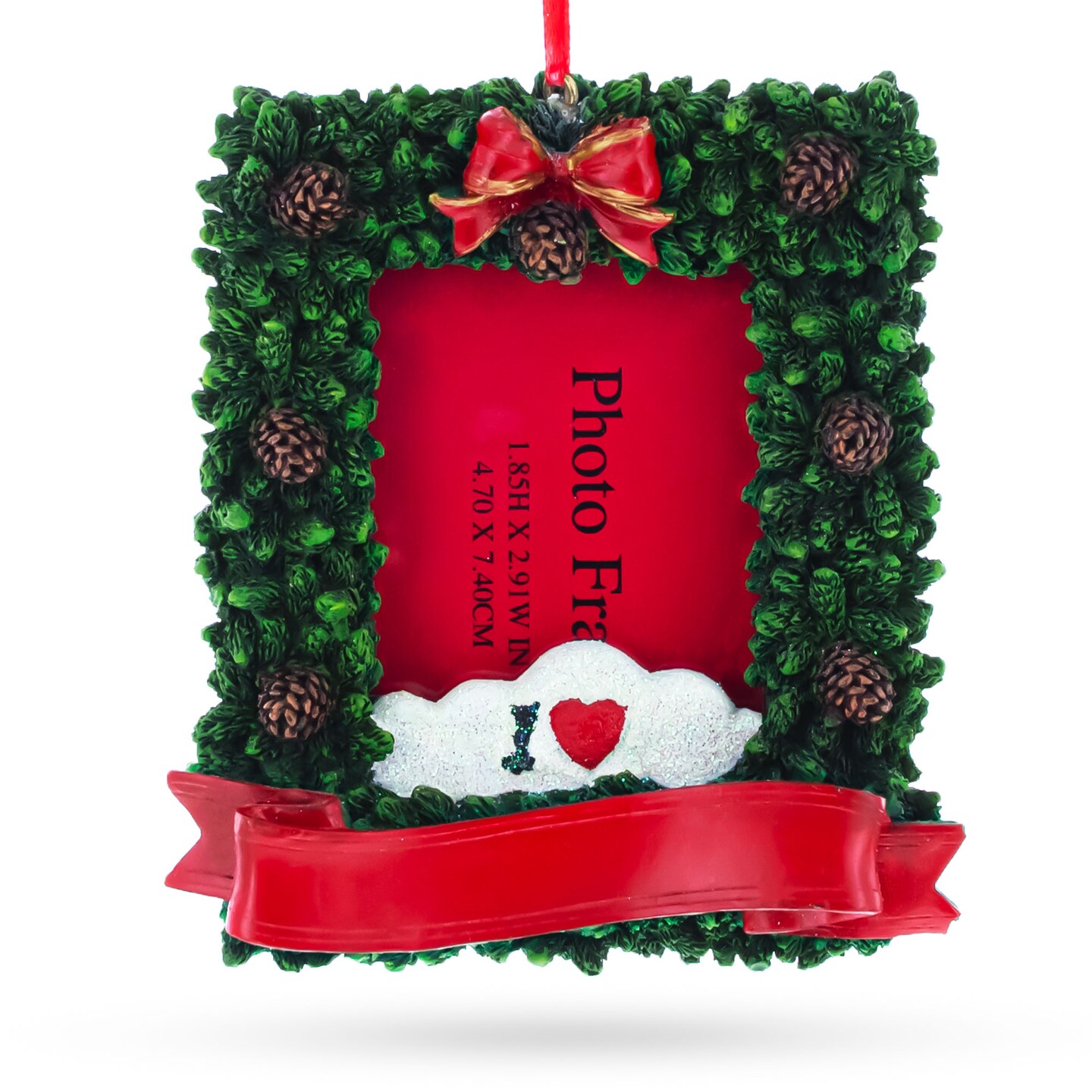 Pinecone Adorned Picture Frame Ornament: 4.5 x 3.5 Inches