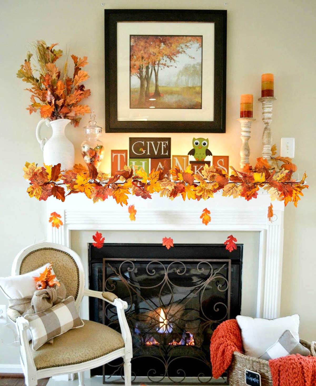 2 Pack Fall Garland Maple Leaf, 5.9Ft/Piece Hanging Vine Garland Artificial(Yellow)6.77 x 5.98 x 3.15 inches