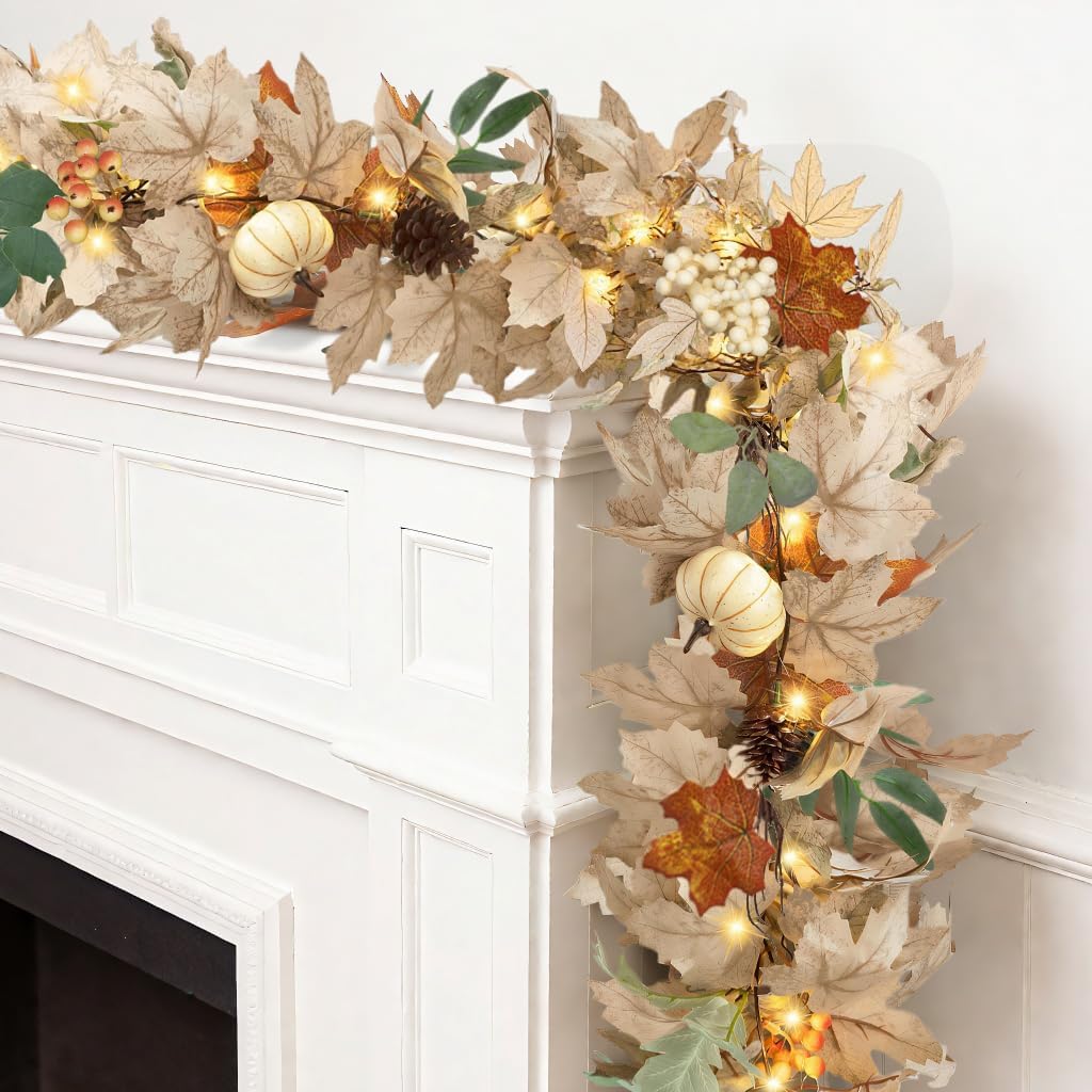 Fall Leaves Garland(White)8.39 x 4.45 x 4.06 inches