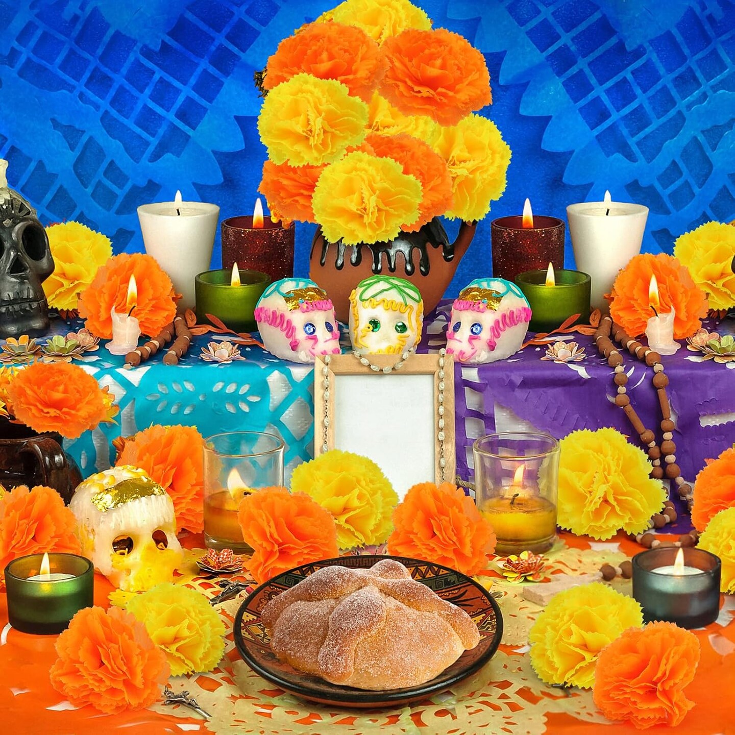 Artificial Marigold Flowers(Orange)1&#x22;D x 1&#x22;W x 1&#x22;H