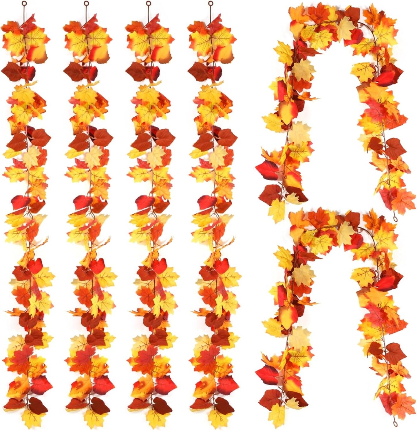 6 PCS Fall Leaf Garland - 5.7 Ft Artificial Maple Leaf Vine(Orange)14.49 x 11.02 x 5.59 inches