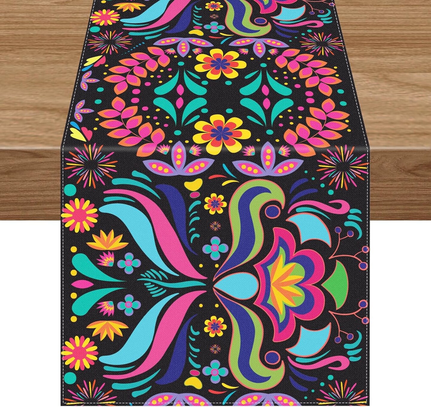 14 x 72 Inch Day of The Dead Table Runner(Black)