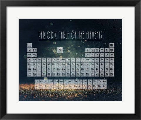 Framed Art Periodic Table Gold Dust - Blue Wall Decor 18x24 Artwork
