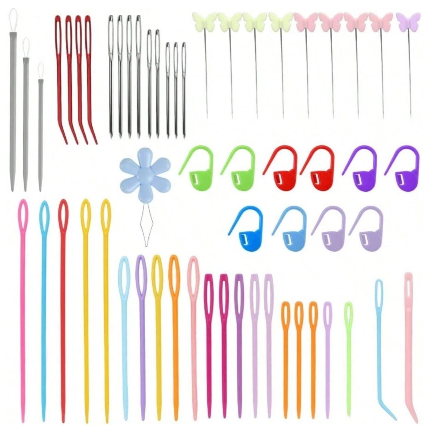 59-Piece Large Eye Sewing & Craft Needles Kit – Bent Tip, Big Eye Needles for Yarn, Embroidery, Darning, Crochet, Quilting & Beading