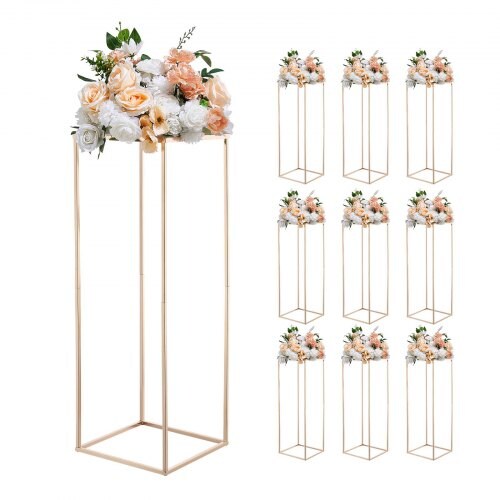 Gold Metal Rectangular Cubic Floral Stand 10PCS for Event Decor