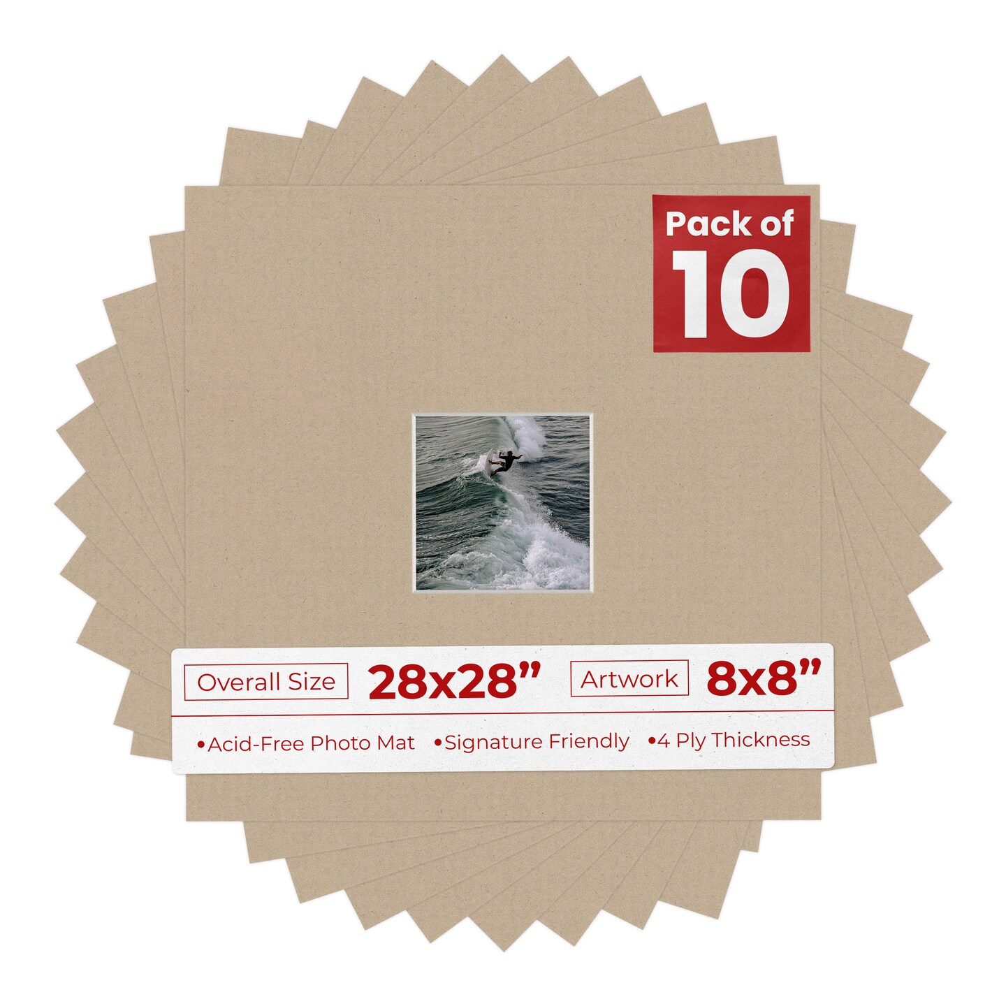 Tawny Brown Mat Board for 28x28 Frames - Fits 8x8 Photos, Color: Brown ...
