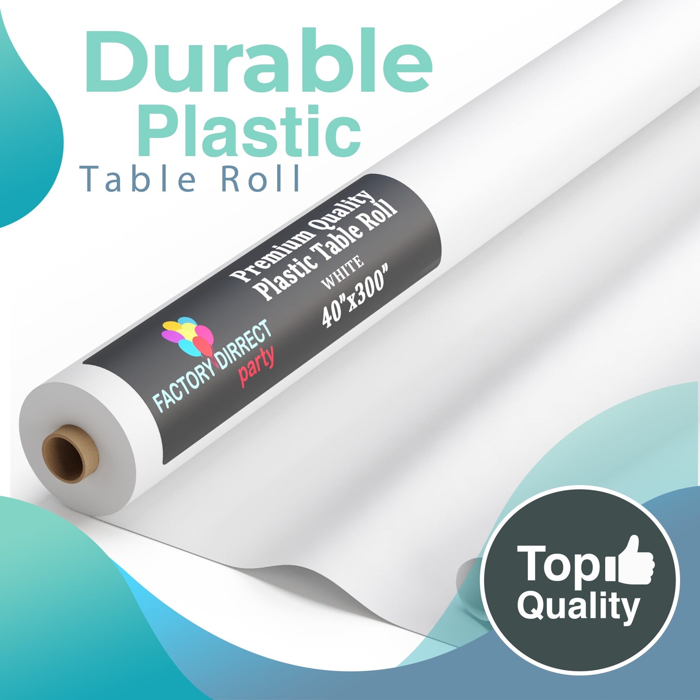 Exquisite Plastic Table Cover Roll &#x2013; 40&#x22; x 300&#x27; Disposable Tablecloth Roll &#x2013; Premium Thick 0.5 MIL Plastic Banquet Roll &#x2013; Party Table Cover Roll for Events &#x26; Catering