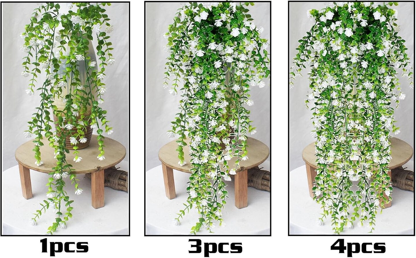 4 Pack Artificial Hanging Plants Fake Ferns Plants (White) 8"D x 4"W x 8"H