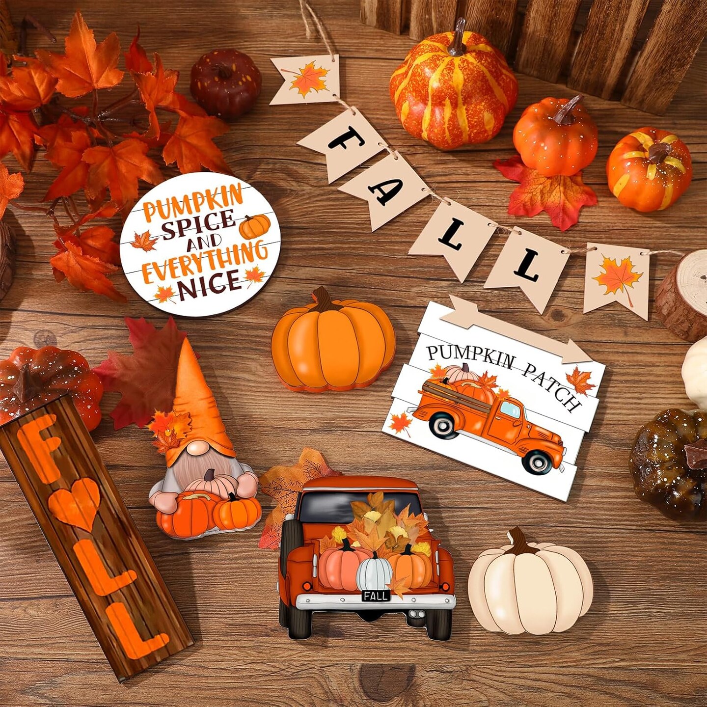 13 Pieces Fall Tiered Tray Decor Set Autumn Farmhouse Decor