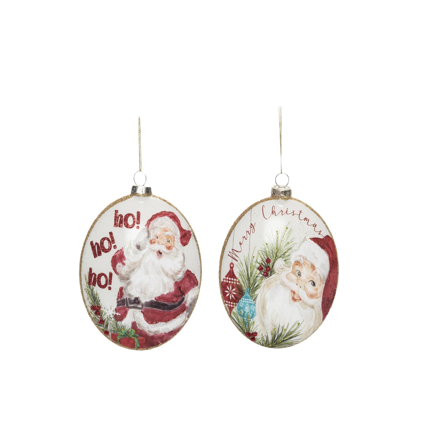 Glass Cheerful Santa Ornament Set of Two Christmas Decor | Michaels