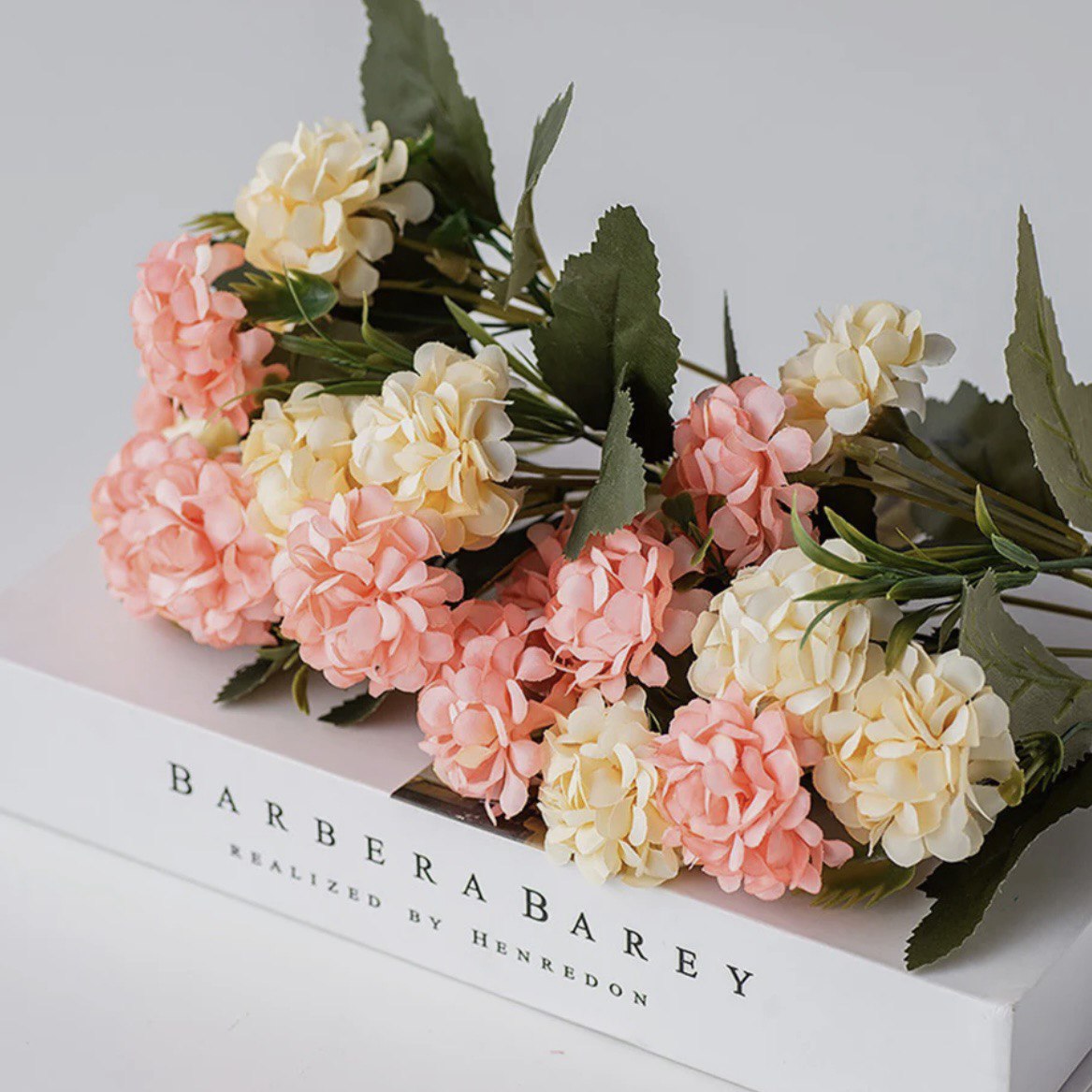 Mini Silk Hydrangea Artificial Flowers &#x2013; 1 Bouquet with 10 Heads &#x2013; Fake Flower Bundle for Wedding Centerpieces, Party &#x26; Home Decoration