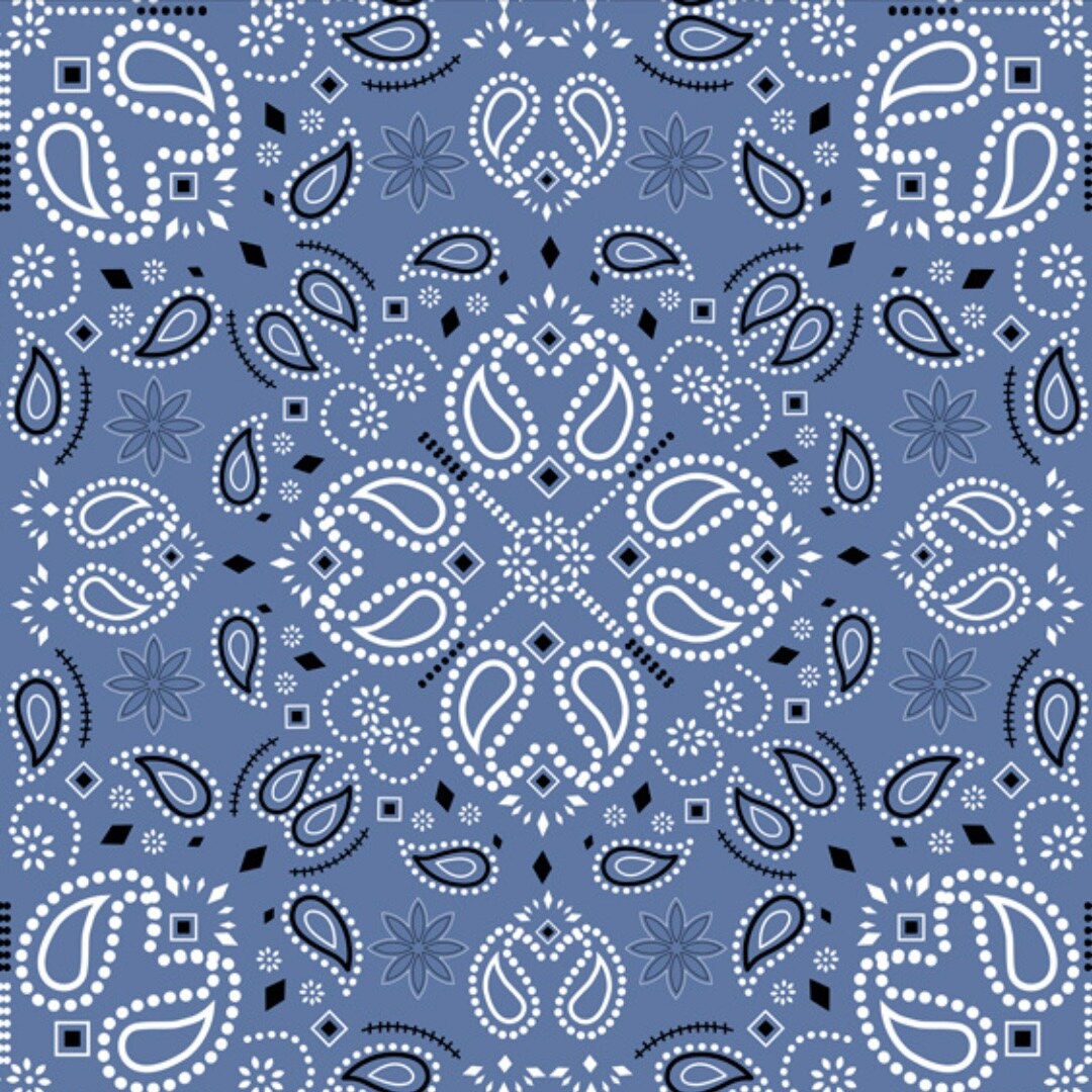 Bandana Handkerchief Blue Anti-Pill Premium Fleece Fabric By The Yard