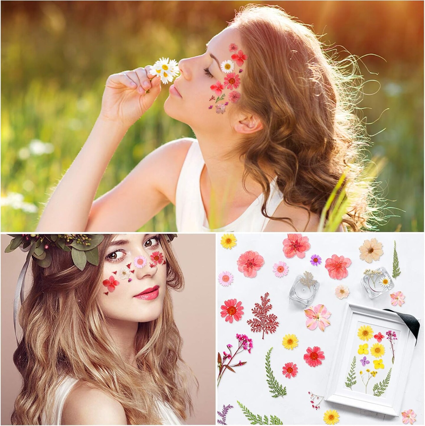 109-Piece Dried Pressed Flowers & Leaves for Crafts – Real Natural Flowers for Resin, Scrapbooking, Candle, Soap, Nail Art, DIY Jewelry & Art Projects – Tweezers Included (Assorted Colours)