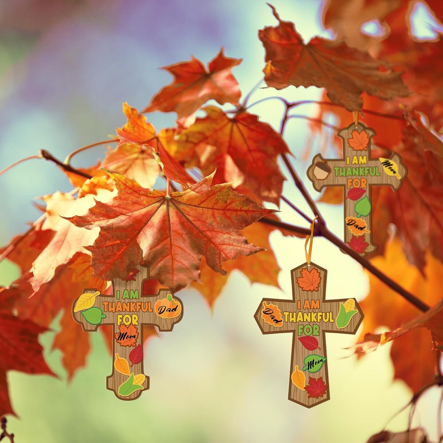 24 Pcs Religious Fall Cross Craft DIY Thanksgiving