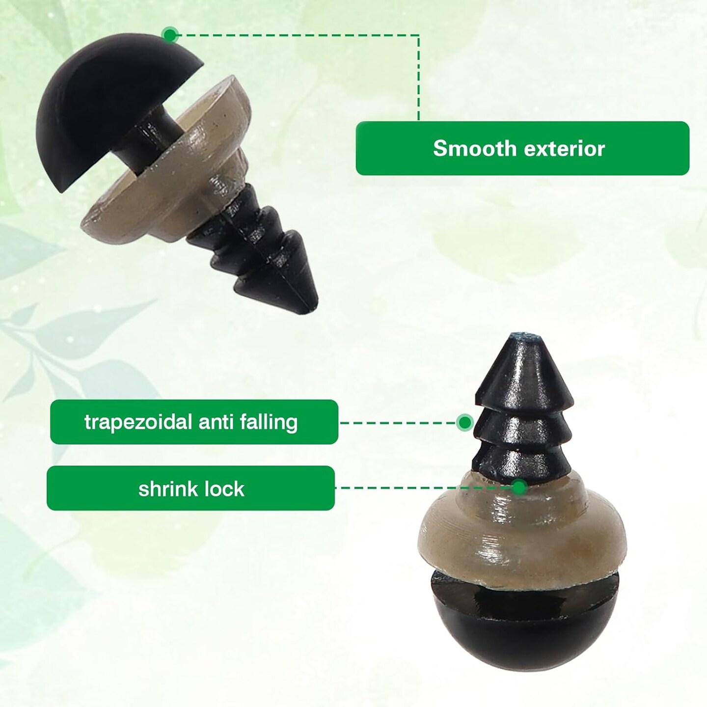 150-Piece 8mm Black Plastic Safety Eyes with Washers – For Amigurumi, Crochet Dolls, Stuffed Animals & DIY Crafts