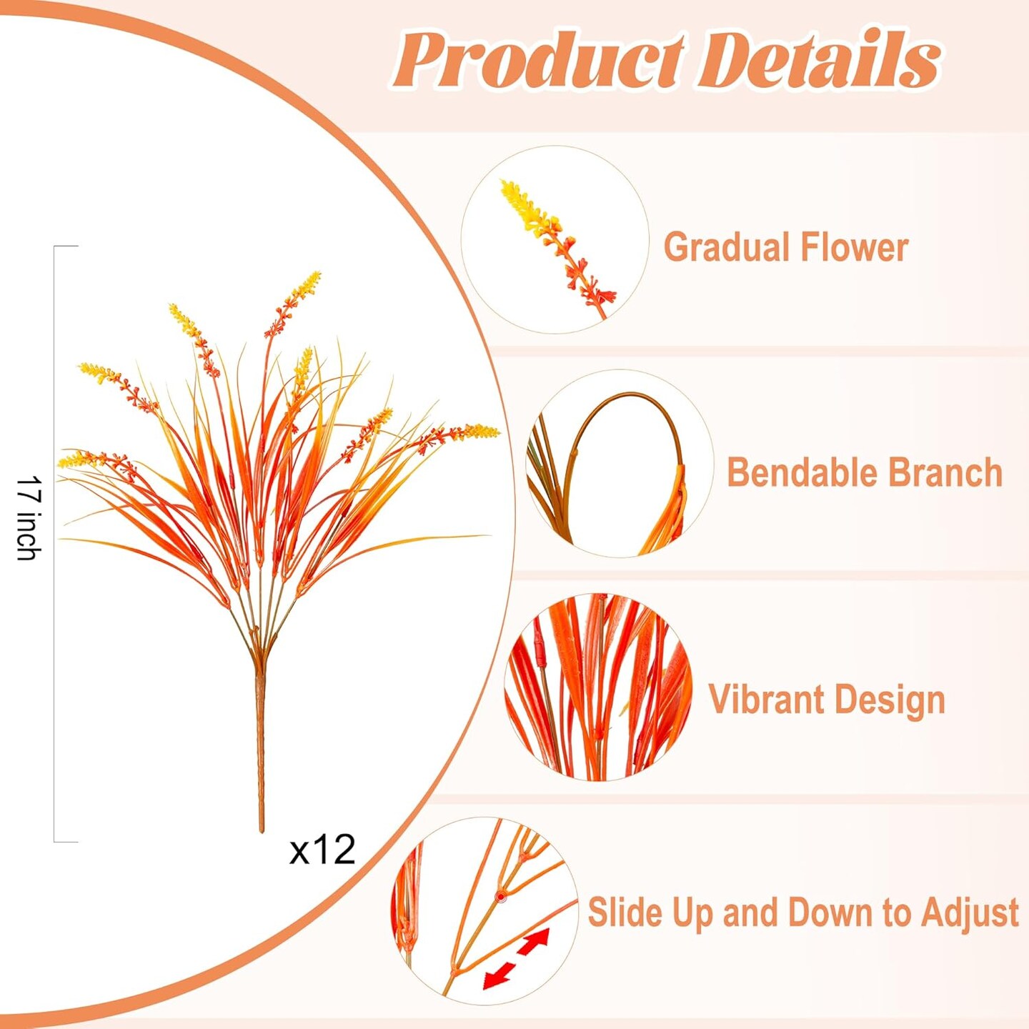 12 Bundles Fall Monkey Grass (Orange)