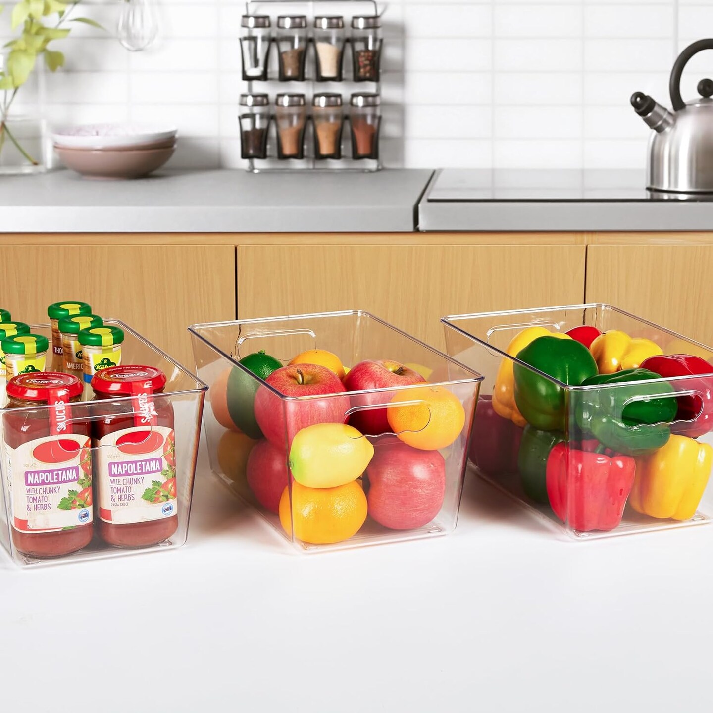 6 Pack Clear Pantry Organizer Bins (clear) 11.2"L x 7.5"W x 6"H