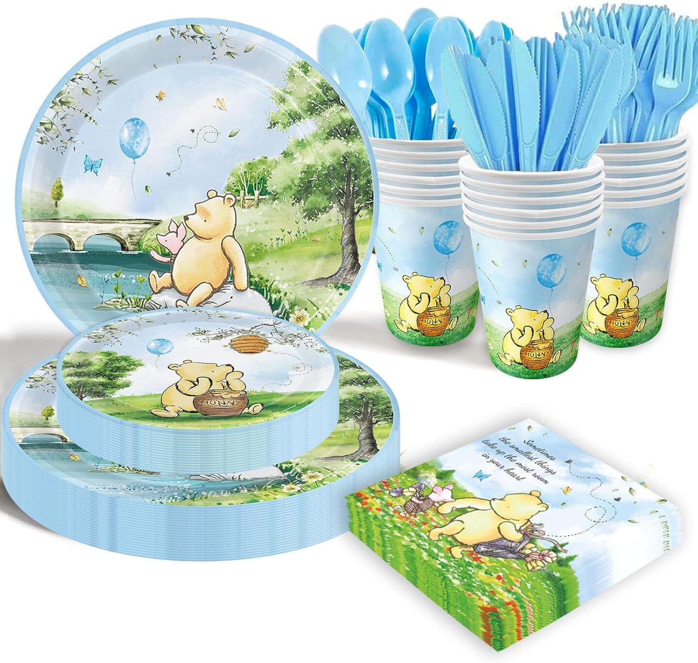 175pcs Vintage Winnie Bear Baby Shower Party Supplies - 25 Guest